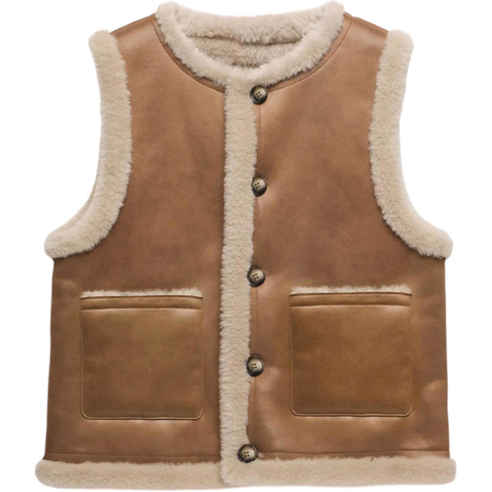 Mint Velvet Tan Reversible Faux Fur Gilet